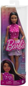Barbie Fashionistas Doll with Black Straight Hair, Pink Star-Print Top