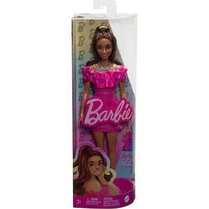 Barbie: Barbie Fashionistas Doll with Brown Wavy Hair Half-Up Half-Down & Pink