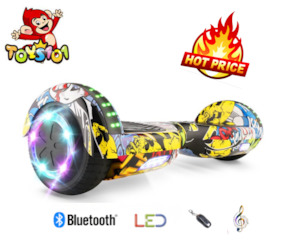 Outdoor Sports: HOVERBOARD 6.5 GRAFFITI WITH BLUETOOTH & REMOTE CONTROL