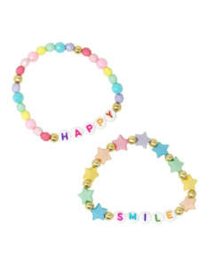 Pink Poppy Smile Be Happy Bracelet Duo Assorted Colours/Styles