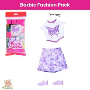 Barbie Fashion Pack Butterfly Tee & Purple Floral Shorts Outfit