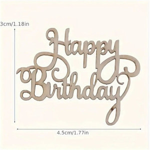 Wooden Happy Birthday Cake Charm. Rustic