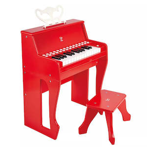 Musical Instruments: Hape: Learn with Lights Red Piano with Stool