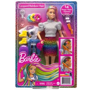 Barbie Leopard Rainbow Hair Doll Rainbow Skirt