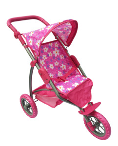 Playworld 3 Wheel Doll Stroller Pink