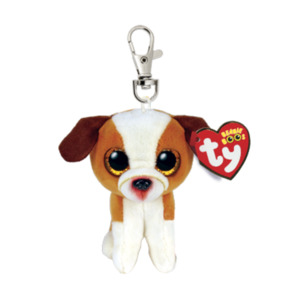 Ty Beanie Boo Clip - Hugo Brown & White Dog