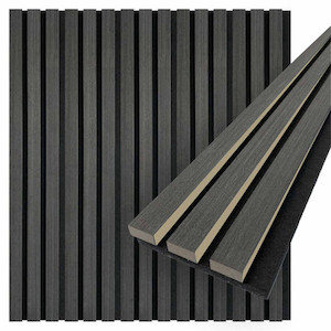 Products: Acoustic Slat Wall Panels 2.88m² (2.4 x 1.2M) Black Oak 1-Side (2x600mm wide)