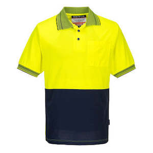 Clothing Workwear: Portwest Micro Mesh Polo Shirt Yellow/Navy