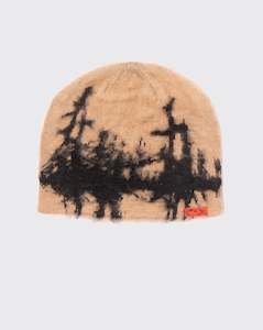 Hoddle Mohair Fracture Beanie - Tan/Black