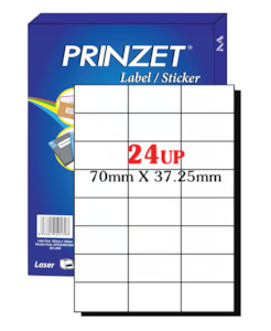 A4 Labels: Prinzet A4 Labels 24UP (100 sheets)