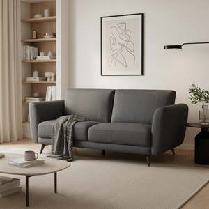 3 Seater Sofas: Rivel Chenille 3 Seater Sofa - Dark Grey