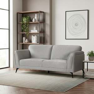 3 Seater Sofas: Brulo Linen 3 Seater Sofa - Light Grey