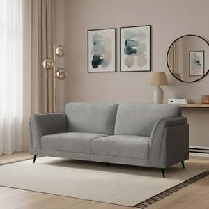 3 Seater Sofas: Brulo Linen 3 Seater Sofa - Grey