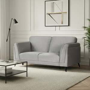 2 Seater Sofas: Brulo Linen 2 Seater Sofa - Light Grey