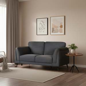 2 Seater Sofas: Brulo Linen 2 Seater Sofa - Dark Grey