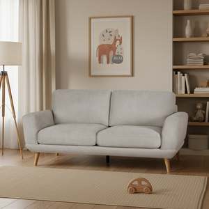 3 Seater Sofas: Tova Chenille 3 Seater Sofa - Beige