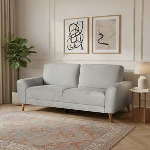 3 Seater Sofas: Suki Linen 3 Seater Sofa - Grey