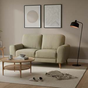 2 Seater Sofas: Suki Linen 2 Seater Sofa - Beige