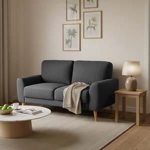 2 Seater Sofas: Suki Linen 2 Seater Sofa - Dark Grey