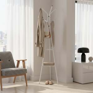 Bedroom: Aero Coat Rack with Storage Shelves - White