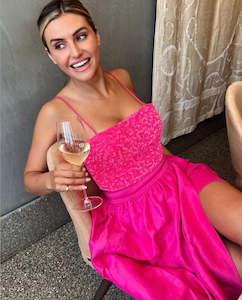 Pink: AJE - EVELYN SEQUIN TOP & MIRABELLE TULIP MAXI SKIRT SET - 10