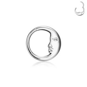 Daith: Titanium High Polish Half Face Hinged Septum/Daith Ring - TI-224