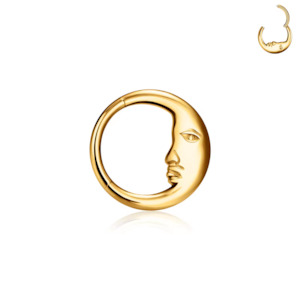 Daith: Titanium Gold Half Face Hinged Septum/Daith Ring - TI-224A