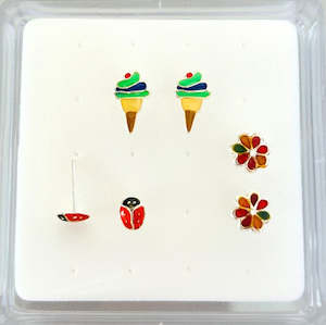 925 Sterling Silver Children's Ear Stud Box Set (3 pairs) - SS402