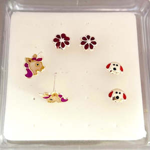 925 Sterling Silver Children's Ear Stud Box Set (3 pairs) - SS403