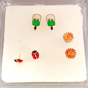 925 Sterling Silver Children's Ear Stud Box Set (3 pairs) - SS404