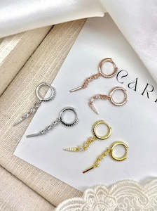 925 Sterling Silver Gold-Plated/Silver (Your Choice) Jewelled Hinged Earrings wi&hellip;