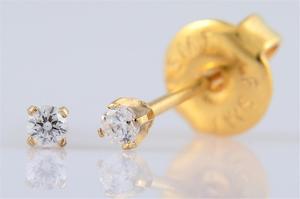 **At Home Piercing Cartridge** Gold-Plated 2mm CZ Clear with Long Stud (1 pair) - L34-204B