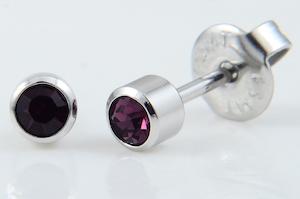 **At Home Piercing Cartridge** Surgical Steel 3mm, Amethyst (1 pair) - 21-302