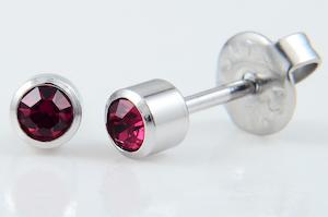 **At Home Piercing Cartridge** Surgical Steel 3mm, Ruby (1 pair) - 21-307