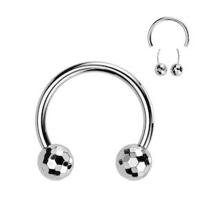 Titanium High Polish Threadless Push In Circular Barbell with Multi-Faceted Balls - TT143