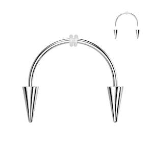 Circular Barbells: SS316L Smiley Vampire Fangs Circular Barbell - E635