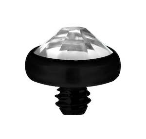 Black Titanium Jewelled Head for Dermal Piercings - BKTIADJ