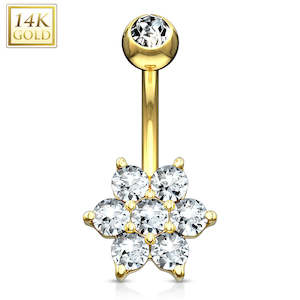 Hinged Rings: SS316L Jewelled Hinged Belly Button Ring with CZ Dangle - 540
