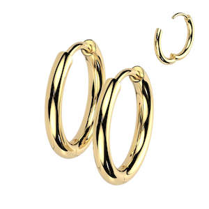 Titanium Gold Hinged Hoop Earrings (1 pair) - TI-197A