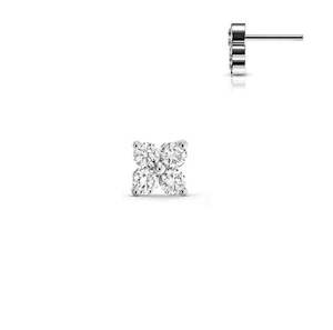 Titanium High Polish Jewelled Threadless Push In Top (Base Sold Separately) - TT173