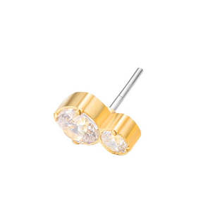 Titanium Gold Jewelled Threadless Push In Top (Base Sold Separately) - TT171A