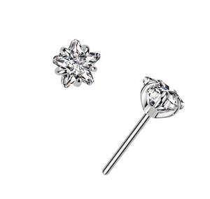 Nose Studs: Titanium High Polish Prong Set Jewelled Star Threadless Push In Top (Base Sold Separately) - TT168