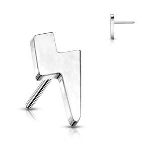 Nose Studs: Titanium High Polish Threadless Push In Lightning Bolt Top (Base Sold Separately) - TT70