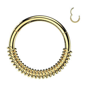 Gold Spring Coil Hinged Ring - E439A