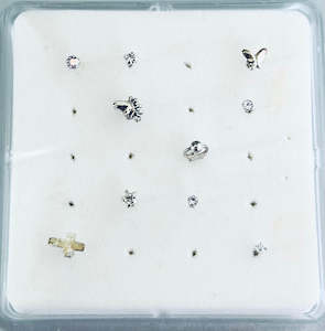 925 Sterling Silver Ball-End Nose Stud Box Set (10 studs) - SS420