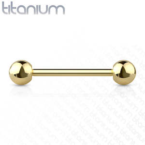 Barbells: Titanium Gold Internally Threaded Barbell 14 Gauge - TI-G-BRB