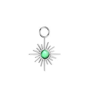 Titanium High Polish Green Onyx Centre Starburst Dangle Charm for Hinged Ring - CHARM44