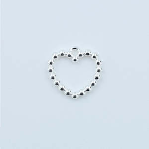 Charms Chains: Titanium High Polish/Gold (Your Choice) Beaded Heart Dangle Charm for Hinged Ring - CHARM43/A