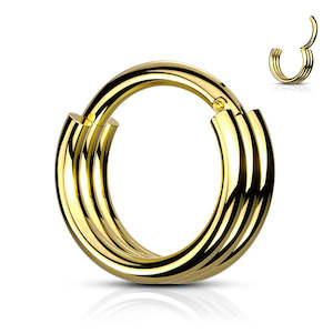 Gold Triple Layered Hoop Hinged Segment Ring - E537A