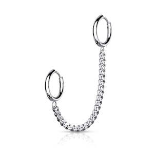 Hinged Rings: SS316L Chain Linked Round Clicker Hoops for Helix 18 Gauge - E230